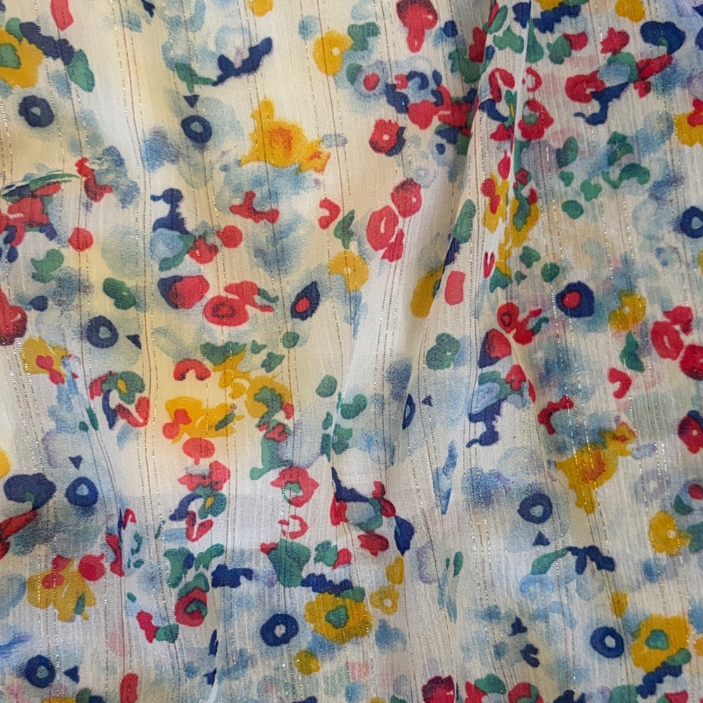 Version Feminin Floral Smocked Midi Dress Flutter Sleeve Ditsy Print Size S - Picture 9 of 11